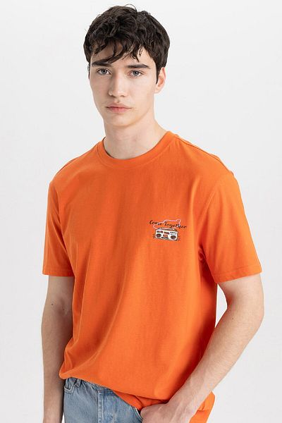 DeFacto T-shirt z okrągłym dekoltem i nadrukiem o regularnym kroju – C2130ax24sm