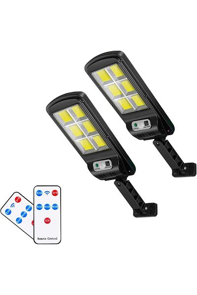 COOYA 120 LED Solar Street Lights,with 3 Lighting Modes,Remote Control,for Garden,Path,Street,2 Pack