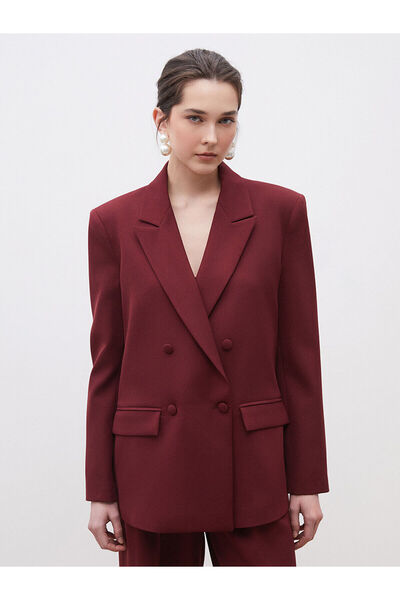 LC Waikiki Bordo Krep Kadın Blazer Ceket