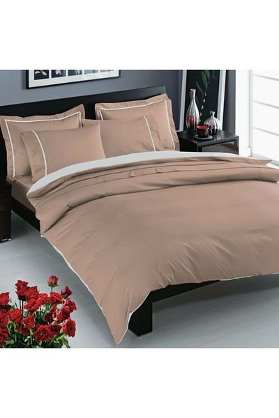 Taç Luxury satin double bed linen, TaçElegance, Prestige Cappucino