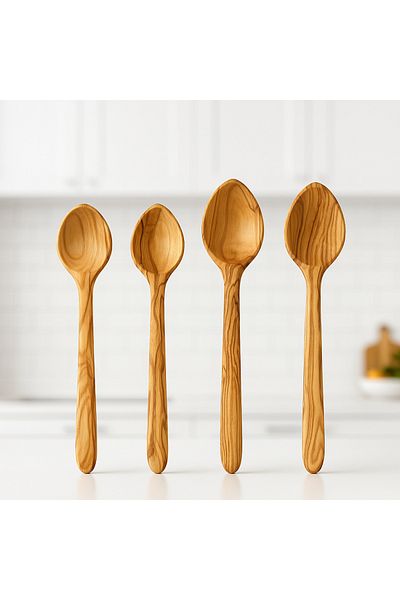 Home Handmade Olive Tree Wooden Spoon Set of 4 |   For Natural, Healthy and Stylish Presentations