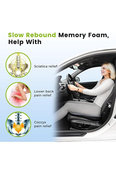 Yelajoy Car Seat Cushions for Driving,47x42x8 cm,Enhanced Safety with Non-Slip Rubber Bottom & Straps