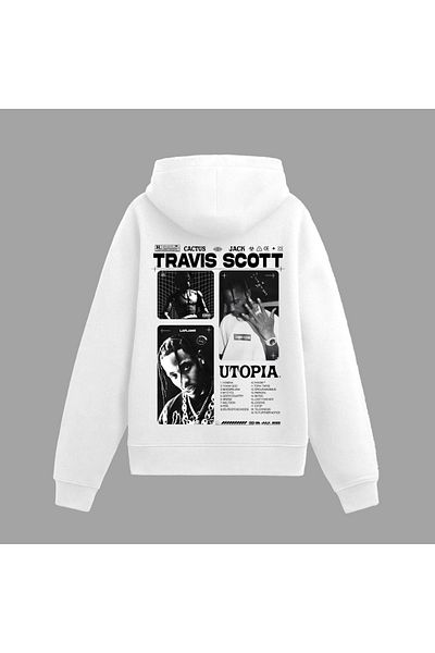 Edizen Travis Scott Utopia Cactus Jack Premium Hoodie Unisex Oversize 100% βαμβακερό φούτερ με λευκή κουκούλα