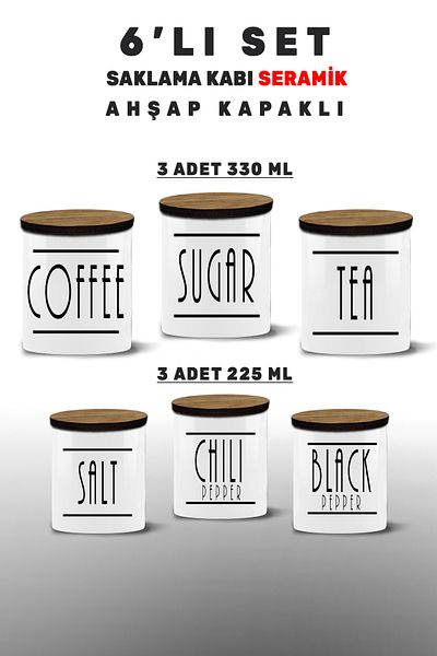 Bytwo Salt-Black Pepper-Flake Pepper-Tea-Sugar-Coffee-Spice Kit Storage Spoons 6 Pcs 6Mdl7