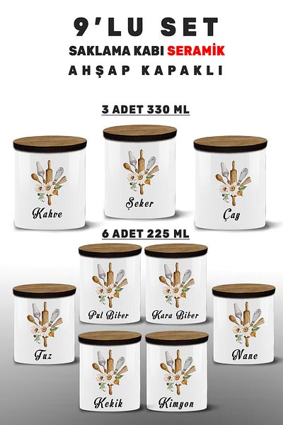 Bytwo 9-Piece Spice Rack Set - 9 Pieces - Storage Container - 6 Small - 3 Large Sizes