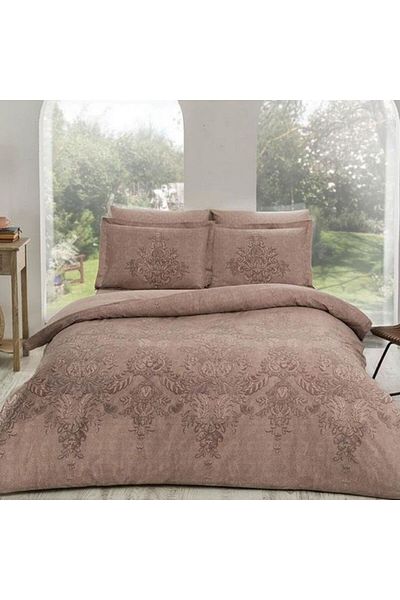 Taç Luxury satin bed linen, TaçElegance, Romaine Kahve