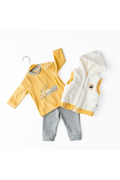 Babydola Sarı Yelekli Eşofman Takımı 3lü - 12563