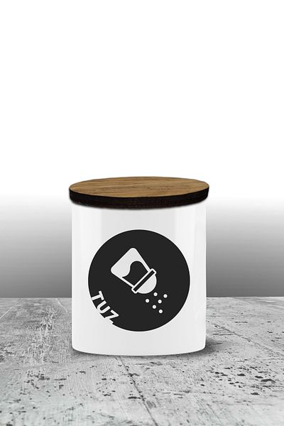 Bytwo Salt Storage Container - Ceramic Storage Container - Spice Rack - 300ml Storage Container - Salt