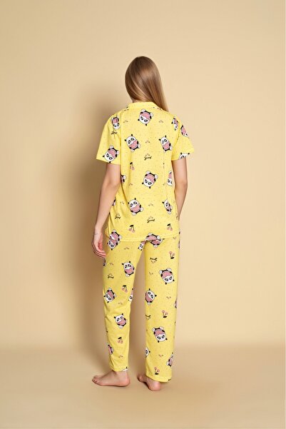 İNKO İÇ GİYİM Kadın Pamuklu Panda Desenli Pijama Takımı