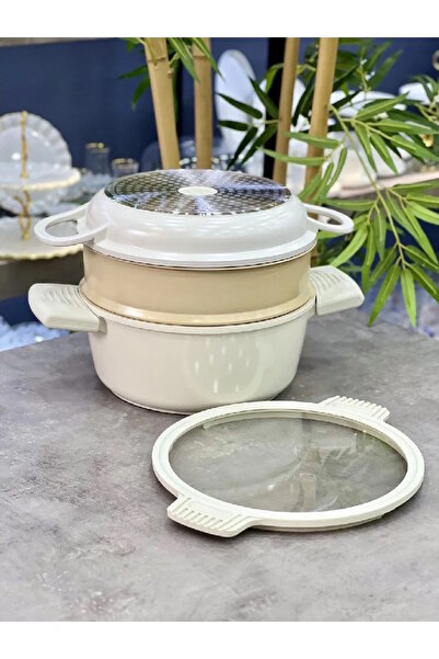 AROW Pienza Kompakt Alüminyum Seramik Tencere Seti Krem