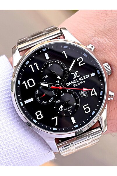 Daniel Klein Steel & Leather Band Men's Wristwatch - Active 3 Atm Bck.10737.K5