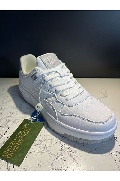 Benetton ®   Pantofi sport albi de damă importați Bnı-11509