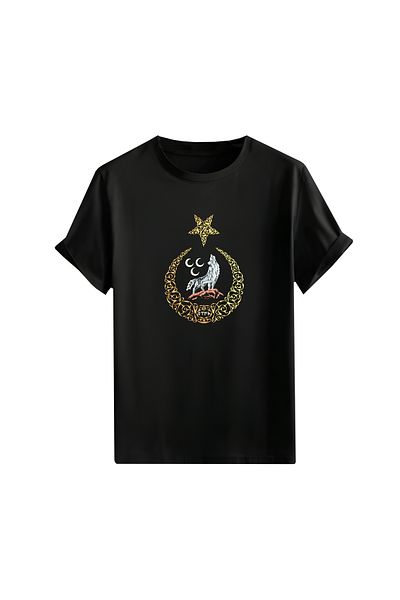 Gölge Store Tricou unisex supradimensionat cu imprimeu național cu simbol turc, turcism și Gokturk 1414