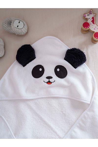 Sedona 100% Cotton Soft Girl-Boy Newborn/Baby Bath Swaddling Towel White/Panda Patterned