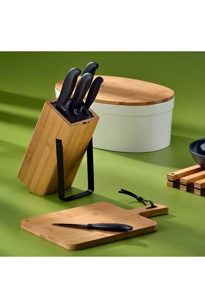 KELA Keck Lang Knife block Kiril black 24.0x11.0x21.0cm
