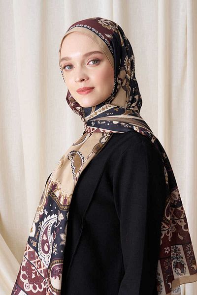 Madame Polo Σάλι Historical Hesperian Pattern - Oil Green
