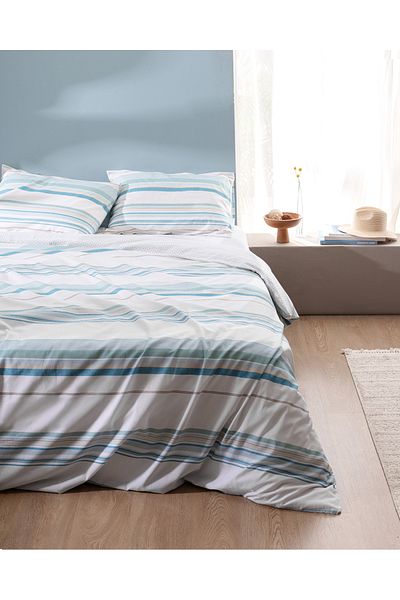 Madame Coco Sorel Double 100% Cotton Ranforce Printed Duvet Cover Set - Turquoise