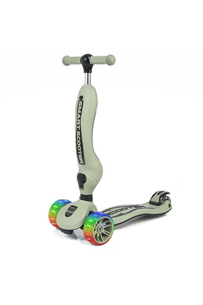 UniCare Smart Seat Children's Scooter 3 Wheel Led Light Scooter Height Adjustable 1-5 Years Old Military Green