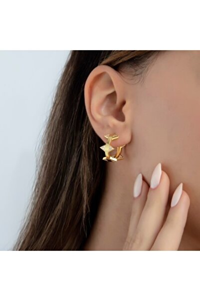 Gold Renk Taç Trend Küpe