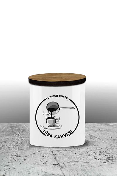 Bytwo Turkish Coffee Storage Container - Ceramic Storage Container - Spice Rack - 300ml Storage Container