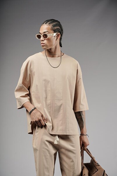 Butik Trend Biz Linen Fabric Oversize Mold Bottom Top Set