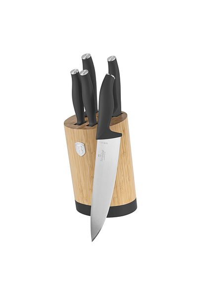 Alpina Knife set with holder BAMBOO 6 pcs Anthracite Collection