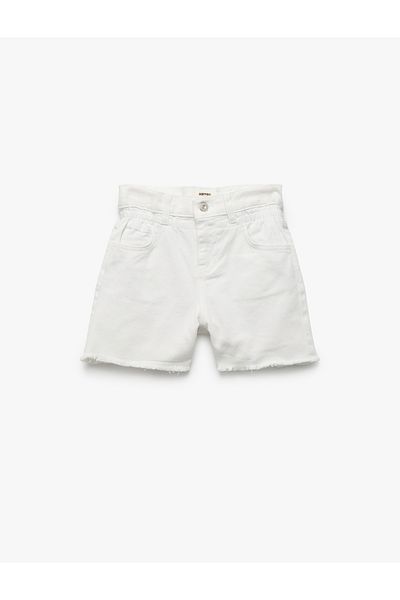 Koton New Season Cotton Basic Denim Shorts with Button and Pocket Detail
