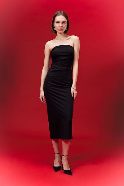DeFacto Bodycon Strapless Black Maxi Dress C3061Ax24Sp