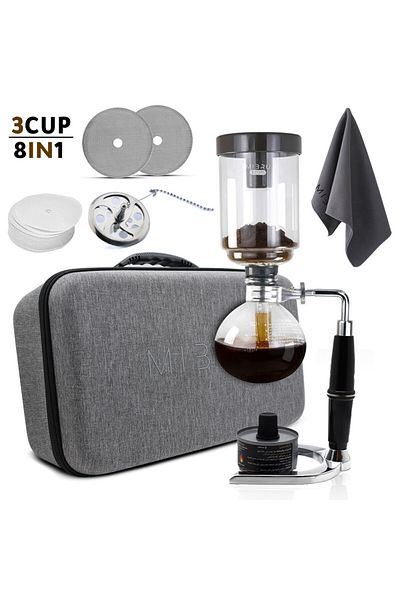 MIBRU 3-Cup Advanced syphon Coffee and tea Maker Package with Bag