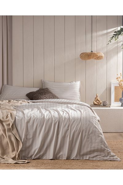 Madame Coco Beige Melicia Cotton Satin Duvet Cover Double
