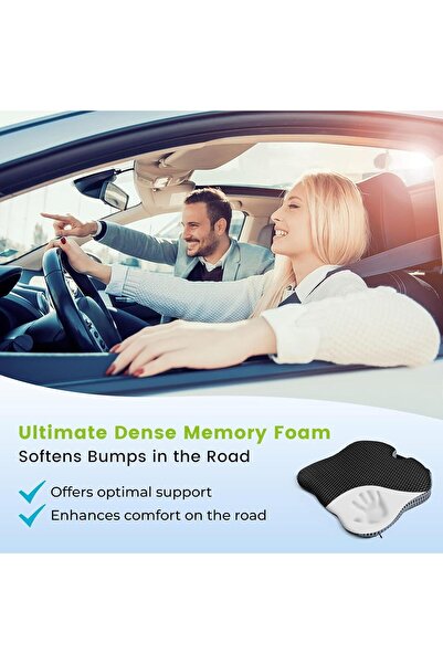 Yelajoy Car Seat Cushions for Driving,47x42x8 cm,Enhanced Safety with Non-Slip Rubber Bottom & Straps