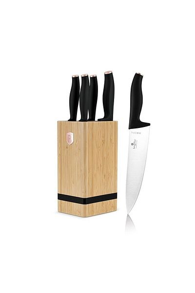 Alpina Knife set with BAMBOO stand 6 pcs Black Rose Collection