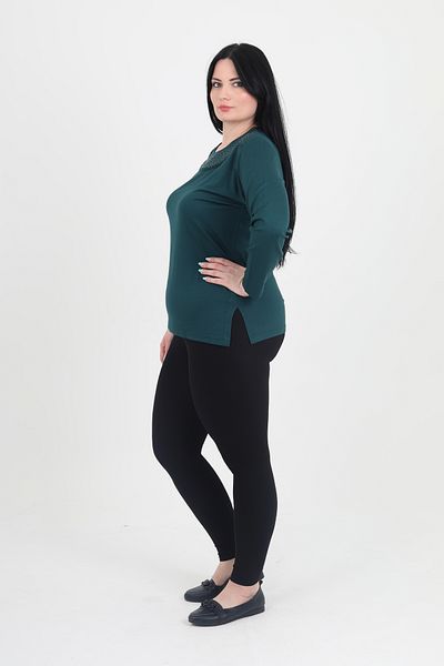 GNR Large Size Lycra U-Neck Pearl Embroidered Blouse