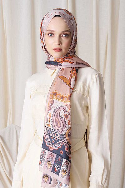 Madame Polo Σάλι Historical Hesperian Pattern - Μπεζ