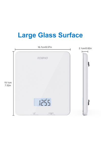 RENPHO Food Scale Kitchen Nutritional Analysis Smart Cooking Calorie Scale with Timer - White