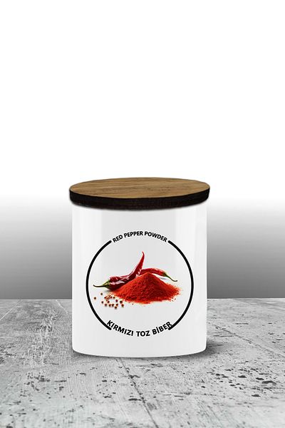 Bytwo Red Powder Pepper Storage Container - Ceramic Storage Container - Spice Rack - 300ml Storage Container
