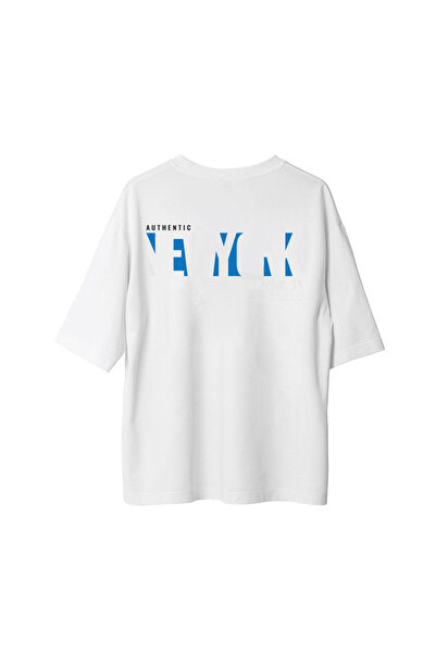 New York Authentic Premium Tişört Unisex %100 Pamuk Bisiklet Yaka Oversize T-shirt