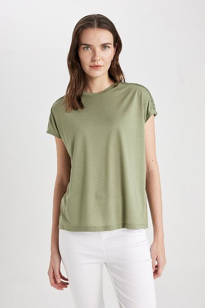 DeFacto Tričko s krátkým rukávem Crew Neck C2381ax24sp