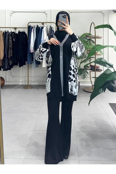 Ghisa SİYAH BEYAZ KARELİ HIRKA