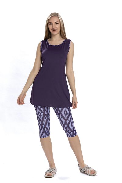 hazelin Women's Purple Sleeveless Semi-Covered Tights Swimsuit Hzl25S-Ar3151/23