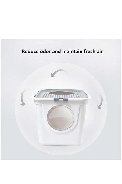 COOYA Enclosed cat litter box with scoop, two-way entrance and exit, easy to clean, splash-proof, gray