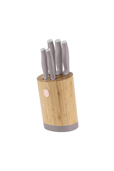 Alpina Knife set with BAMBOO stand 6 pcs Taupe Collection