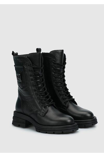 Provoq Black Leather Women's Boots