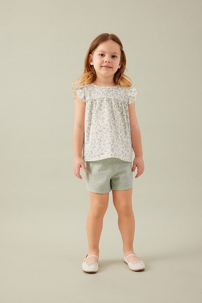 DeFacto Floral Patterned Blouse and Shorts Set for Baby Girl - Poplin C4026a524sm