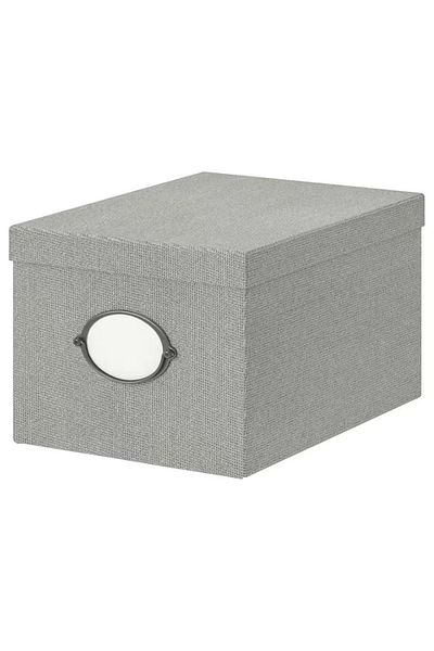 IKEA KVARNVIK Storage Box with Lid, Grey – 25x35x20 cm | IKEA Durable Organizer