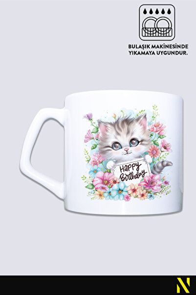 nilizma Happy Birthday Cute Cat Mug Cup Mug 225 ml