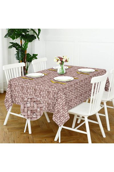 Evim Canvas Wicker Dusty Rose Liquid Proof Stain Resistant Table Cloth