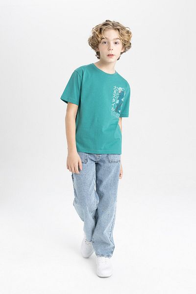 DeFacto Boy's Crew Neck Printed Short Sleeve T-Shirt C3347a824sm
