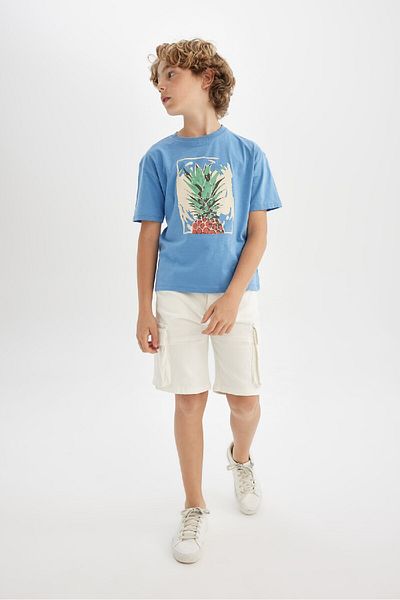 DeFacto Tricou cu mânecă scurtă imprimat cu mânecă scurtă, cu croiala largă, pentru băiat C4044a824sm