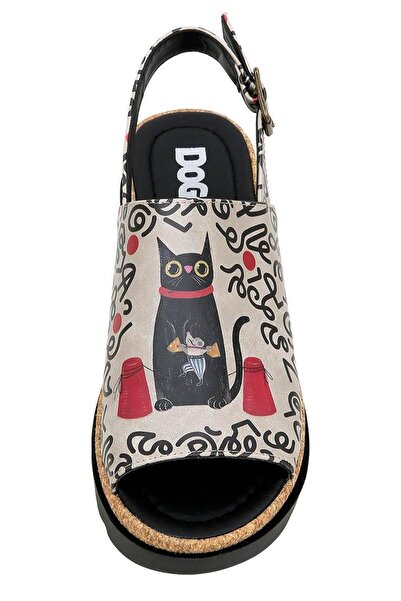 Dogo Women's Vegan Leather Multicolor Thick Sole Sandals - Cat and Mouse Design